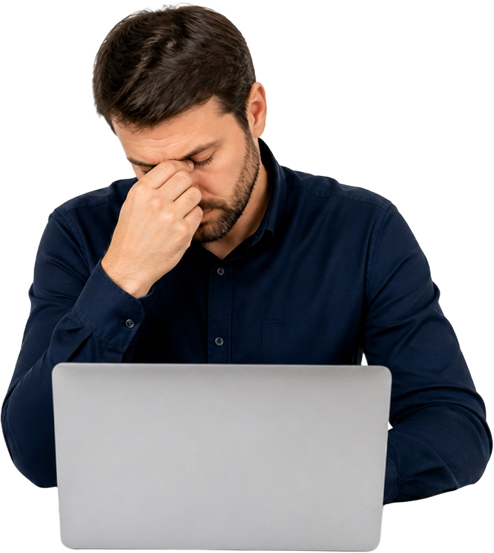Business owner overwhelmed by disconnected software tools